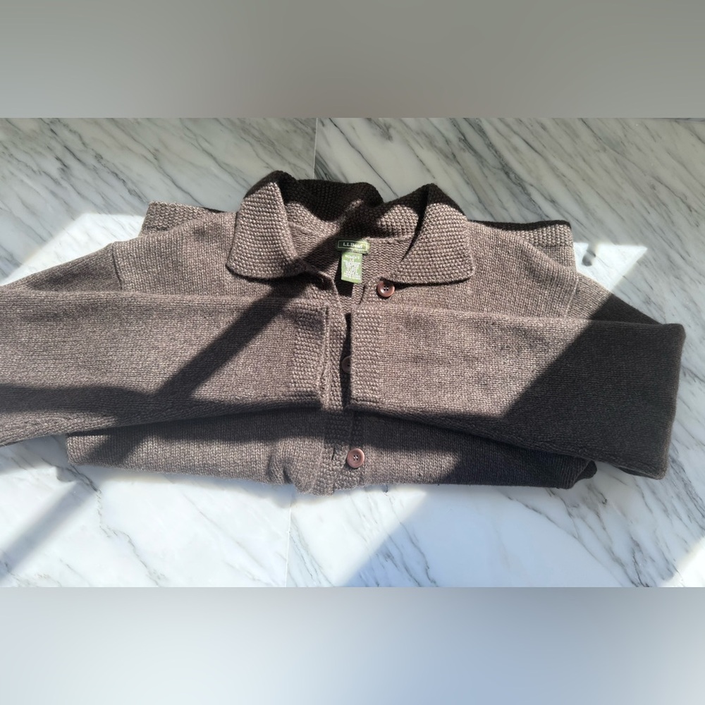 L.L. Bean Women's Dark Charcoal Button-Up Collar Cardigan - Picture 9 of 12
